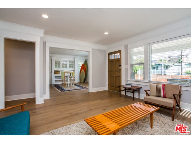 Renovated bright living room inside the Montana Bungalows